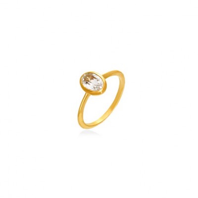 Almagest Oval Gold Plated Silver Ring