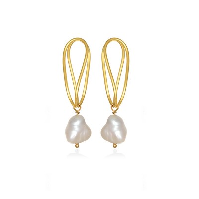 Elegant Line Gold Plated Silver Earrings 