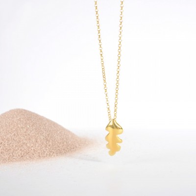Seaweed Leaf  Gold Plated Silver 925 Necklace 