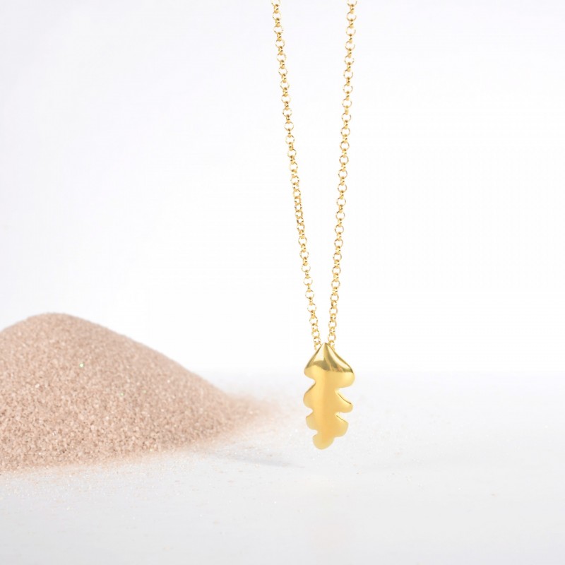 Seaweed Leaf  Gold Plated Silver 925 Necklace  ΚΟΛΙΕ 