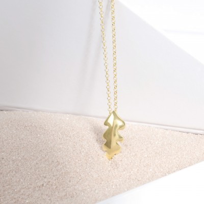 Seaweed Leaf  Gold Plated Silver 925 Necklace 